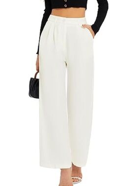 Funyyzo | Wide Leg High-Waist Pants in White